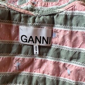 Ganni Pink and Olive Striped Button-Up Shirt